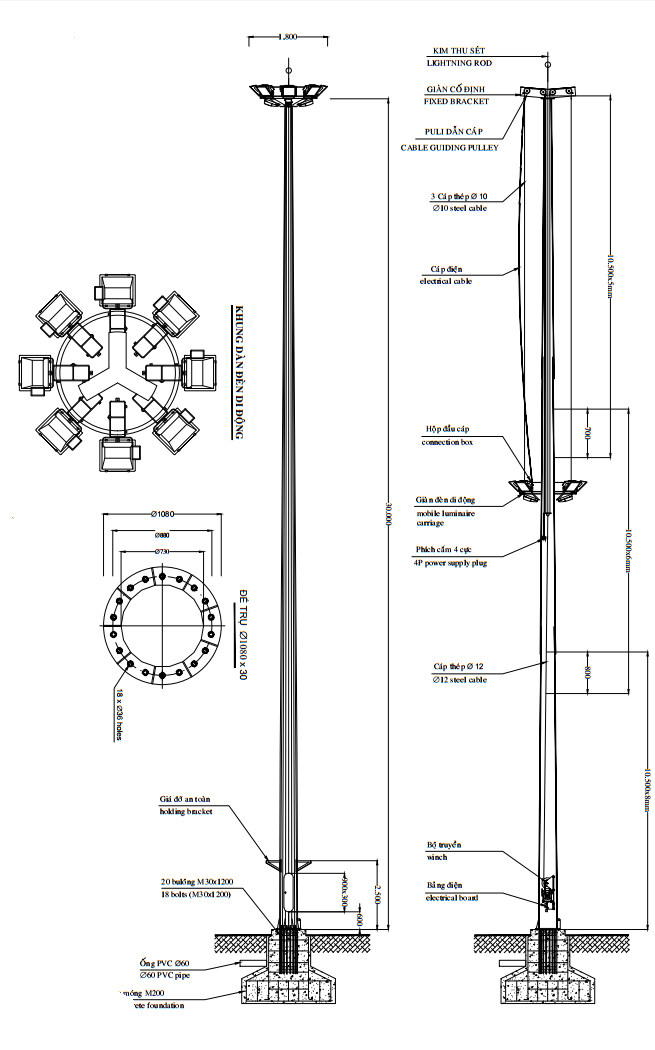 Trụ Đèn Nâng Hạ